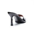thumbnail image 2 of Women's Black Patent Leather Heeled Mules Square Open Toe Slip-On Dress Sandals, 2 of 6
