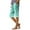 Light Blue, variant on Women's Stylish Floral Pattern Elastic Waist Casual Bermuda Shorts with Side Pockets, Knee-Length Design for Everyday Outdoor Activities,Cyan XL