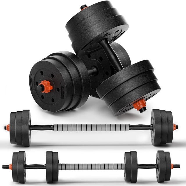 Mancuernas Ajustables 20kg, 2 en 1 Convertibles en Barra, Pesas para Entrenamiento de Fuerza, Gimnasio en Casa, Hombre y Mujer