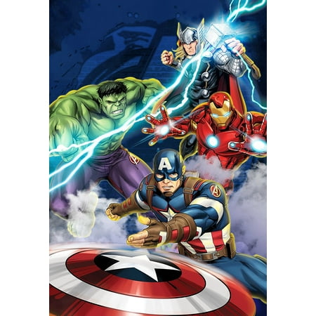 Marvel Avengers Blue Circle Boys Bedroom Curtains Set 2