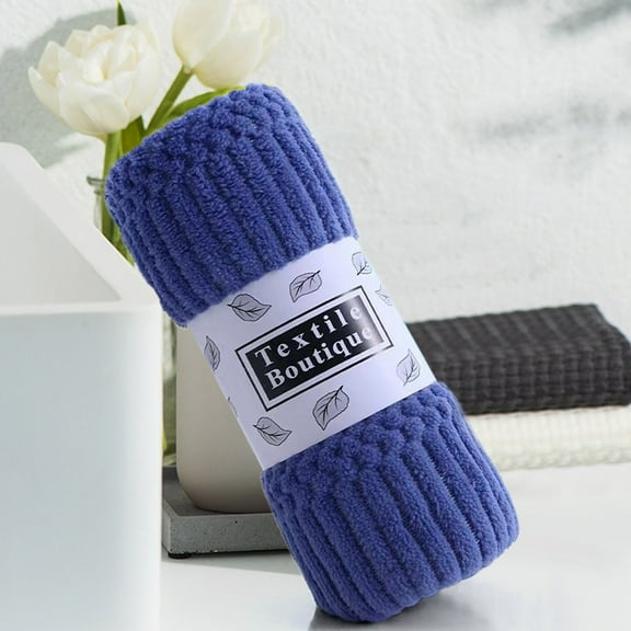 LACKUST Bath Towels,Coral Velvet Towel - Soft and Absorbent Household Towel - Warp Knitted with Auspicious Lattice Design,Blue