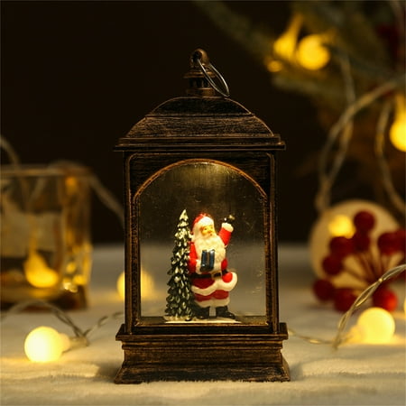 

Christmas lighted Santa Claus inside water filled flat wind lamp desktop ornament snowman Christmas decoration Christmas gifts D