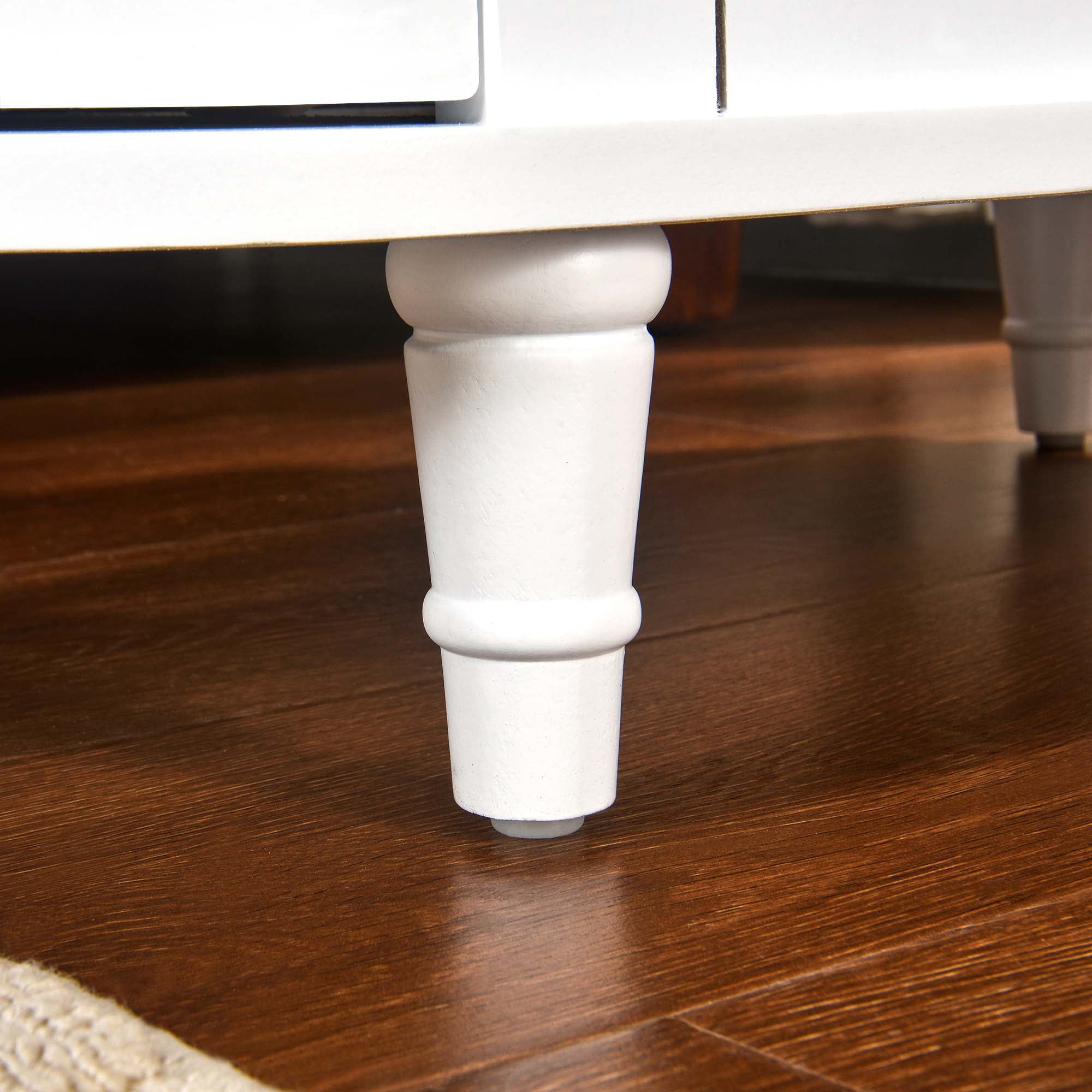 Solid Wood End Table with 2 Drawers, Narrow Sofa Side Table Slim Chair Side Table with Storage Shelf, Vintage Slim Nightstand Bedside Table (White)