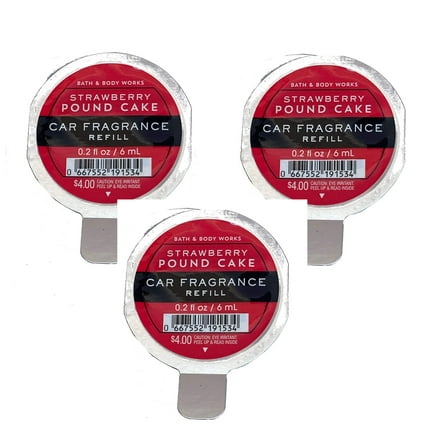 3 Pack Bath Body Works Scentportable Refill Disc Strawberry Pound Cake 0.2oz