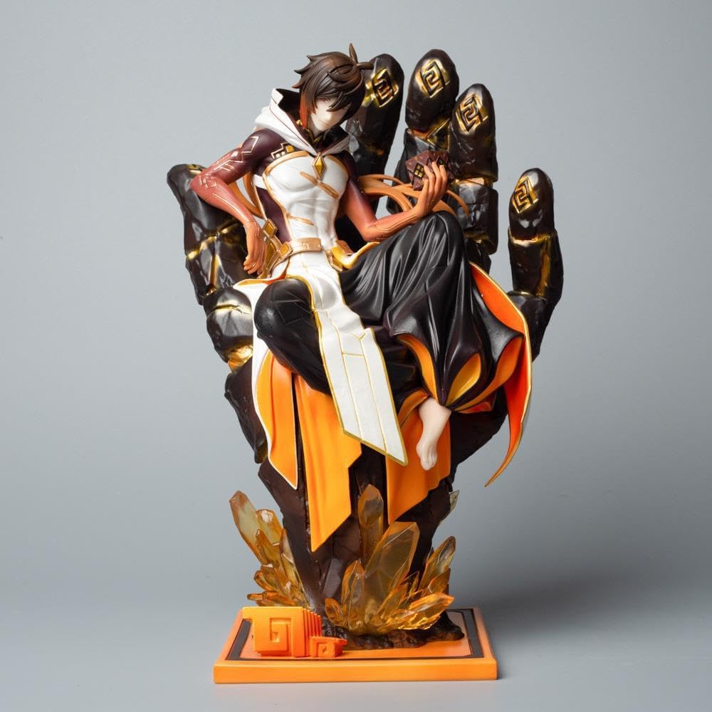 Zhongli Figure Sitting Five Finger Throne Zhongli Anime Figures 26cm/10.2inch PVC Handmade Game Model Statue Collectible Craft Gift