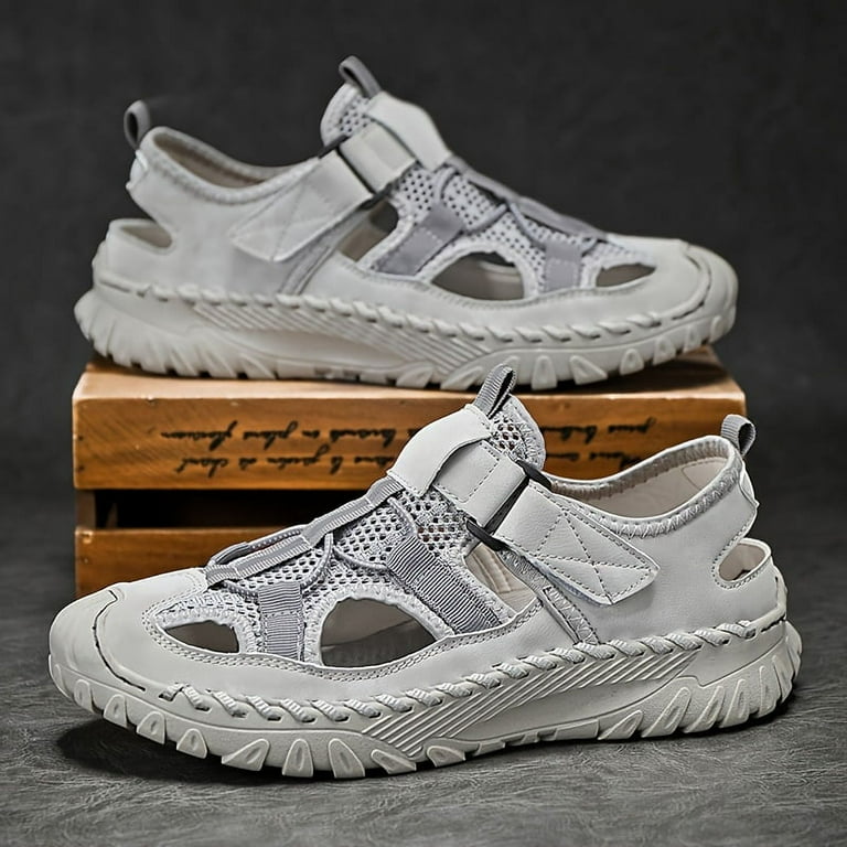 Men s Vintage Solid Colour Comfy Non Slip Rubber Sole Beach Water Shoes Close Toe Breathable Sandals For Men s Outdoor Activities Walmart