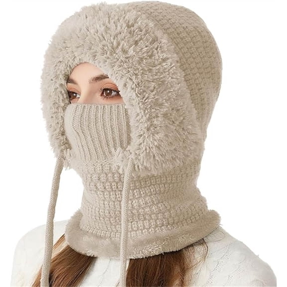 Women's 3-in-1 Winter Beanie Hat - Face Mask & Neck Warmer for Skiing & Outdoor Activities
