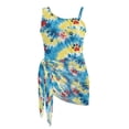 thumbnail image 7 of SEANATIVE One Piece Bathing Suit for Girls Mesh Cover-up Skirt Cutout One Shoulder Beach Swimsuits with Adjustable Strap, Size 11-12 Years Old, Paw Pattern Tie-dye Blue Yellow, 7 of 7