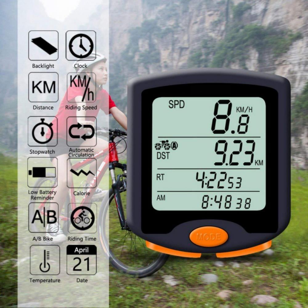 Bike Odometer and Speedometer Cycling Bycicle Cycle Computers with Backlight LCD Display 