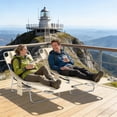 thumbnail image 4 of 2-Pack Folding Sun Lounger Chairs, Beige & Silver, 5-Position Adjustable Backrest with Carry Strap, 4 of 7