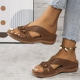 thumbnail image 6 of Ruyang Womens Wedge Sandals Leather: Dressy Sandal, Rubber Sole, Comfortable Walking, Casual Slip on Summer Shoes, Size 6-9.5, 6 of 6