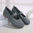 thumbnail image 5 of Hinvhai Wide Toe Flat Shoes Women Mary Jane Flat Shoes Comofortable Ballet Flat with Straps Slip on Washable Knit Casual Flats Gray 9.5(43), 5 of 9