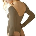 thumbnail image 7 of hotojiny Womens Long Sleeve Basic Bodysuit Scoop Neck Going Out Body Suits Stretchy Comfy Bodysuit Tops, 7 of 7