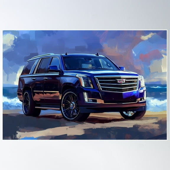 Blue Cadillac Escalade – Digital Pop Art Print Viii Poster Wall Art, Modern Wall Decor For Living Room Bedroom, 8x12 UNFRAMED