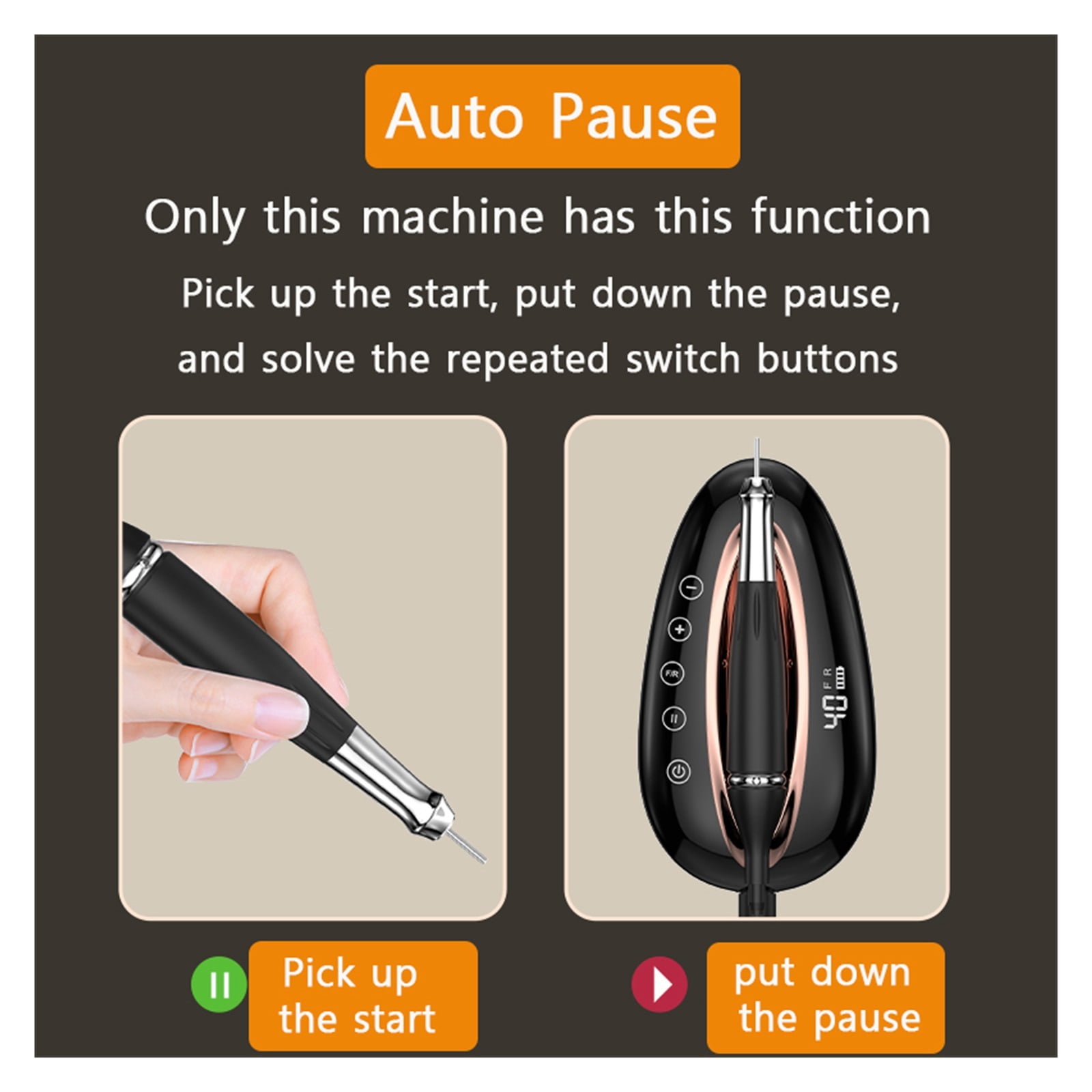 40000rpm Portable Electric Nail Drill Manicure Machine Set Professional Brushless Motor Nail Polisher With Red Light Sensor ,Lightweight and Portable