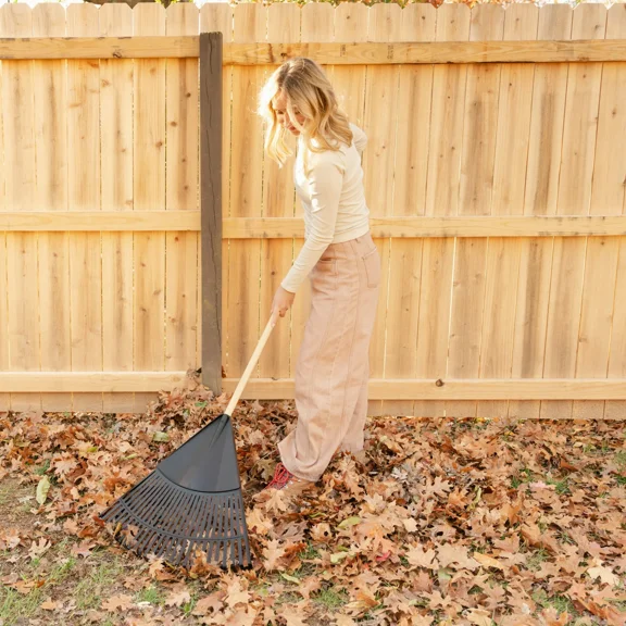 (2 pieces) 24-inch leaf rake, black fall debris sweeper, durable and long-lasting, suitable for streets, backyards, parks