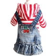 thumbnail image 2 of ERK Robe pour Chien Brodée de Fruits, Vêtements à Rayures, Veste à Capuche en Denim pour Chiot, 2 of 6