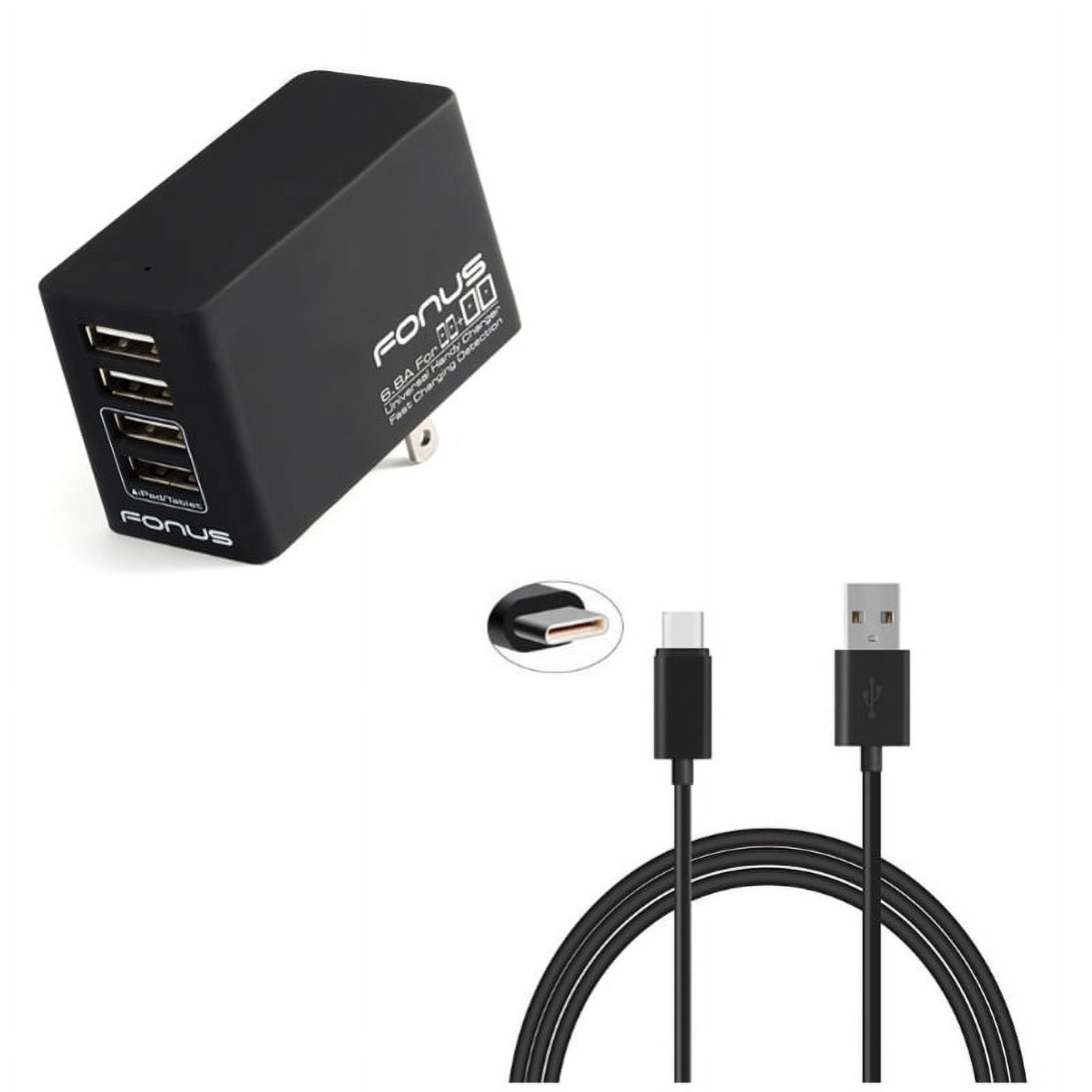 Cord Charger 6ft USB Cable w 4-Port USB 34W Home Charger K6K for Samsung Galaxy Tab S5e 10.5 S4 10.5 Note 10 Plus A 10.1 (2019) Fold A20 A10e - Sony Xperia 5 10 Plus 1 - Xiaomi Redmi Note 7
