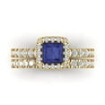 thumbnail image 2 of Clara Pucci 18K Yellow Gold 1.56 Simulated Tanzanite Engraveable Engagement Ring + Wedding Band Set, 2 of 7