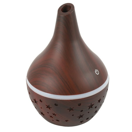 

USB Humidifier Essential Oil Diffuser Ultrasonic Household Diffuser Aromatherapy Mist Maker with 7 Color Light Deep Wood Grain