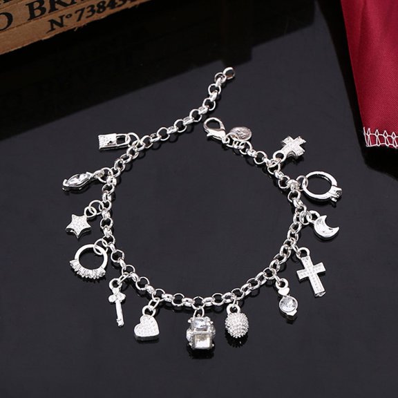 Trendy Alloy Bracelet with Thirteen Stylish Hanging Pieces for Any Occasion