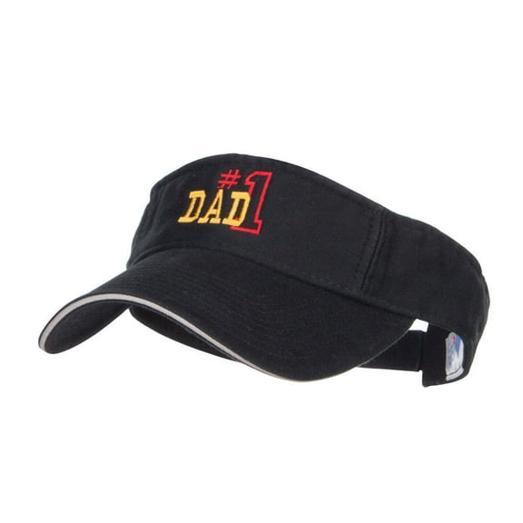 Number 1 Dad Outline Embroidered Sandwich Visor - Black Grey OSFM