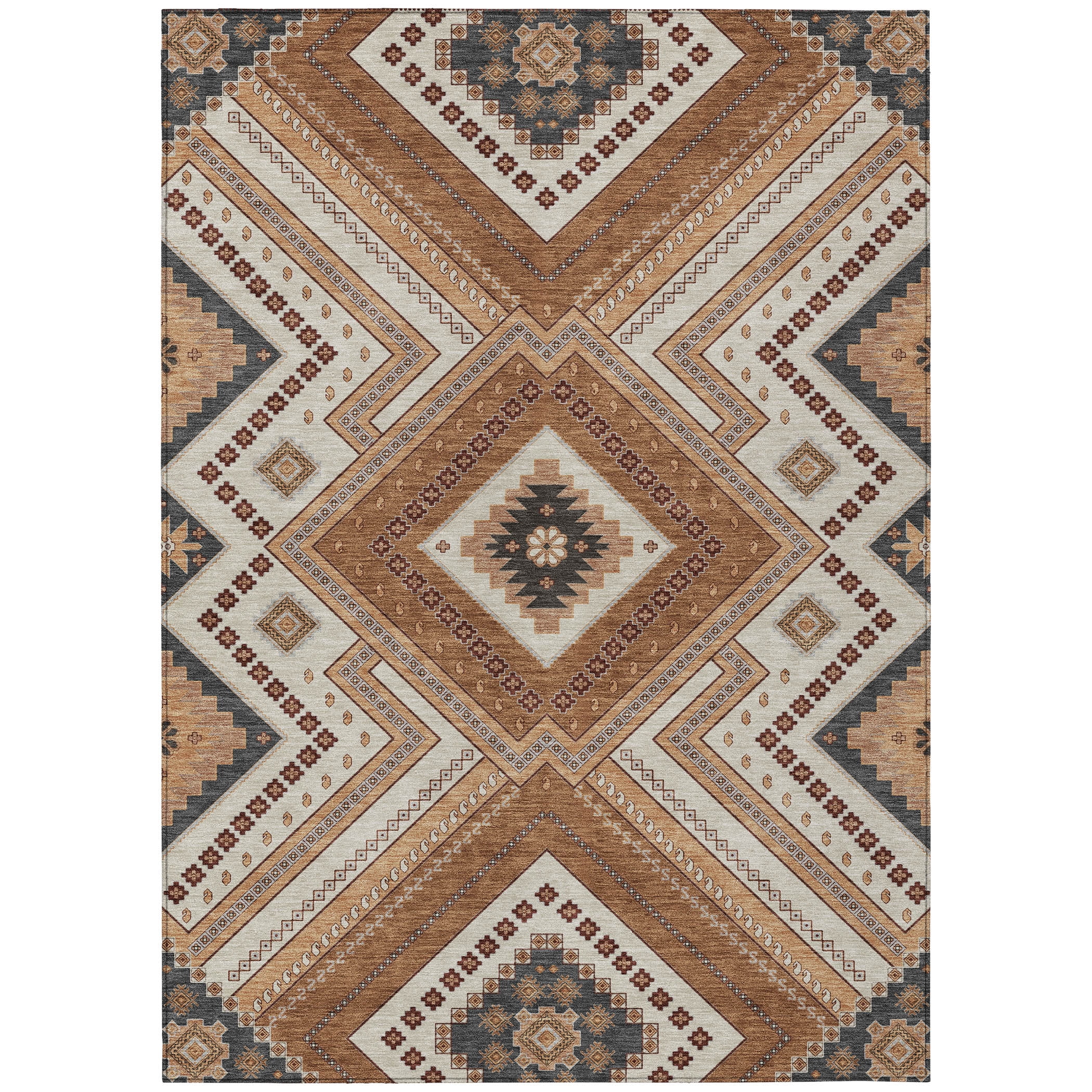 Addison Rugs Chantille Indoor/Outdoor Transitional Geometric, Abstract Copper Washable Rectangle Rug, 10' x 14'