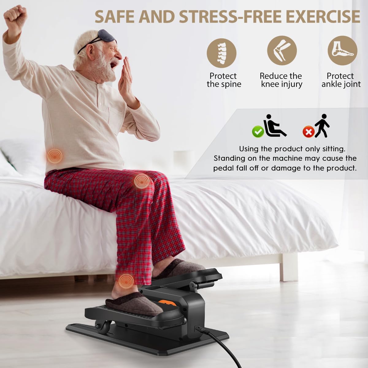 Under Desk Elliptical Machine with 15 Speeds & Remote Control, Quiet Electric Seated Pedal Exerciser for Office Home Seniors