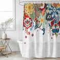 thumbnail image 4 of Bohemian Floral Bathroom Shower Curtains with 12 Hooks Polyester Waterproof Shower Curtain for Stalls and Bathtubs Retro Abstract Flowers Boho Ethnic Decorative Bathroom Privacy Curtain 72x72 Inches, 4 of 9