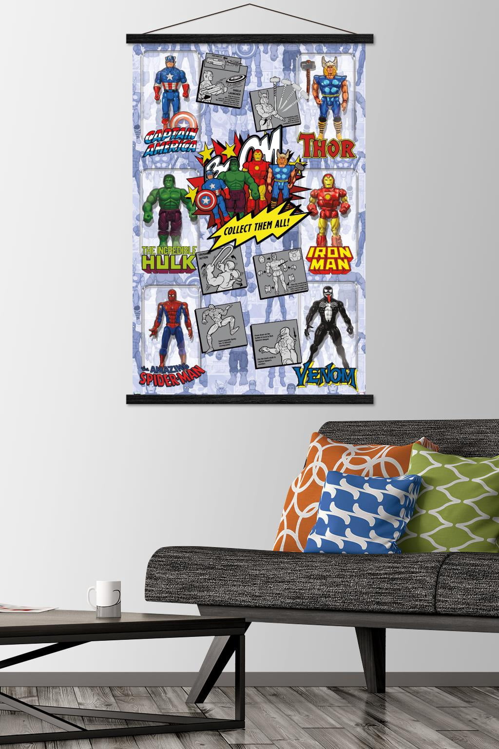 Marvel Comics - Action Figures Wall Poster with Wooden Magnetic Frame, 22.375" x 34"