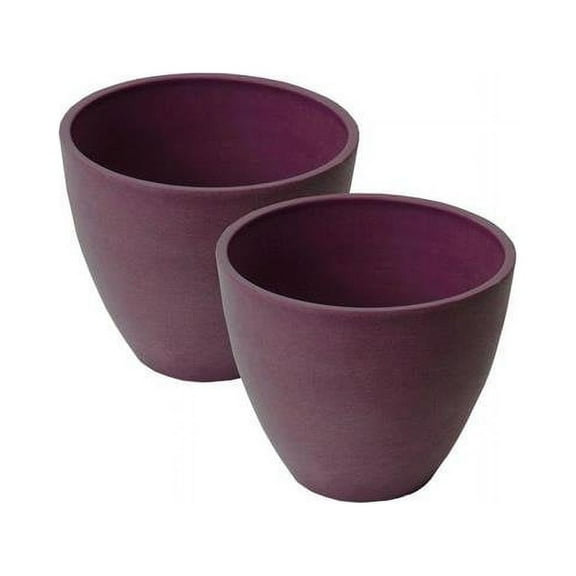Algreen  Valencia 10 in. dia. by 8.3 in. Height 2 Round Taper Curve Planters, Spun Purple - Pack of 2