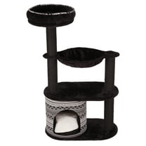 TRIXIE Giada Plush & Sisal 4-Level 44" Cat Tree with Scratching Posts, Condo & Hammock, Black