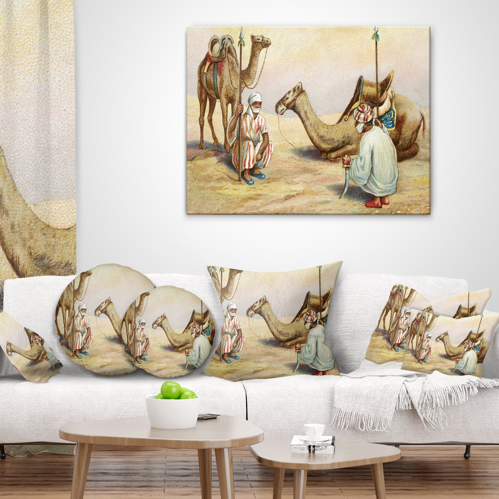 Designart Old Colonial Illustration - Contemporary Throw Pillow - 18x18