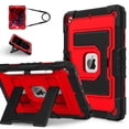 thumbnail image 2 of ELEHOLD 3-Layer Rugged Case For Apple iPad Mini 7th 6th Generation Heavy Duty Shockproof Cover, [Drop Protection], [Logo Visible], With Kickstand & Pencil Holder & Shoulder Strap, Black+Red, 2 of 11