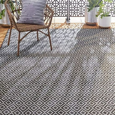 Home Dynamix Tripoli Lydia Modern Diamond Indoor/Outdoor Area Rug, Charcoal/Cream, 6'6"x9'6"