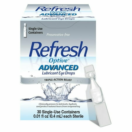 Refresh Optive Advance Triple Action Optical Drops, Unisex, 30ct, 6-Pack