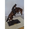thumbnail image 2 of Bronco Buster Bronze Statue by Remington - Premium and Sophisticated Iconic American West Sculpture, Detailed Western Art Masterpiece for Home & Office Decor, 9"L x 24"W x 21"H, 2 of 15