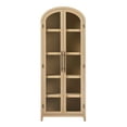 Walker Edison Modern Arched Bookcase with Glass Doors, Coastal Oak ...