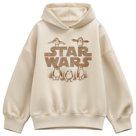 Star Wars - Porg Logo Oversized Fleece Hoodie Sweatshirt