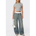 thumbnail image 4 of EMMIOL Women's Y2K Vintage High-Waisted Baggy Wide-Leg Jeans Contrast Wave Stitching Washed Denim Pants Streetwear, 4 of 6