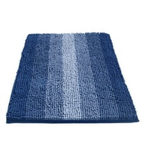 Soft Blue Chenille Bathroom Rug 32" x 20" Non-Slip Absorbent Water Furry Bath Mats Rugs for Bathtub Shower Room