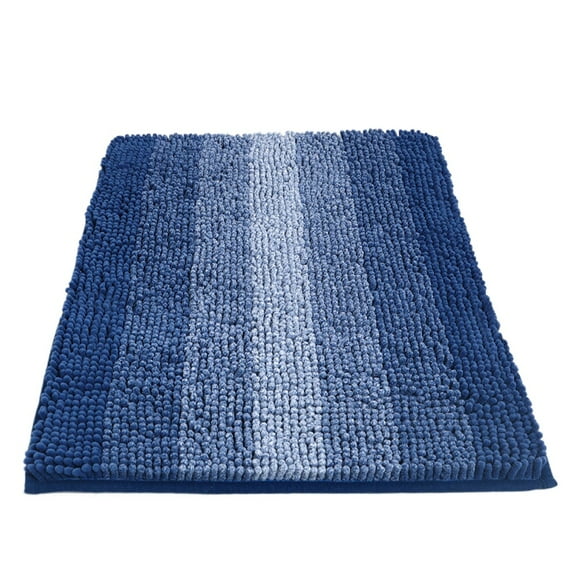 Soft Blue Chenille Bathroom Rug 32" x 20" Non-Slip Absorbent Water Furry Bath Mats Rugs for Bathtub Shower Room