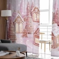 thumbnail image 6 of Pink Christmas Sheer Curtains 84 Inches Long, Xmas Farmhouse Snowflake Tree Light Filtering Window Curtains for Living Room/Bedroom, Rod Pocket Voile Sheer Curtain Drapes, 52"W x 84"L, 2 Panels, 6 of 9