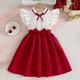 thumbnail image 2 of Arcos para Niñas Vestido de Manga Volante de Color Sólido de Moda con Cinturón para 3-10 Años Niños Niñas Vestido de Fiesta Vacaciones Ocasionales Fotografía, 2 of 8