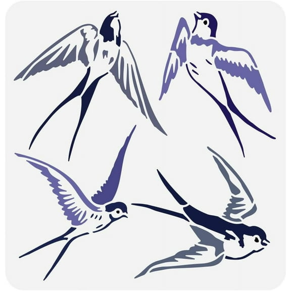 Swallows Stencil for Painting 11.8x11.8 Inch - Reusable Bird Drawing Template for Spring Theme Craft - DIY Home Decoration on Wall and Wood