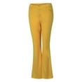 thumbnail image 4 of Women's Plus Size Elastic High Waist Flare Bell Bottom Solid Color Stretch Long Pants Trousers, 4 of 7