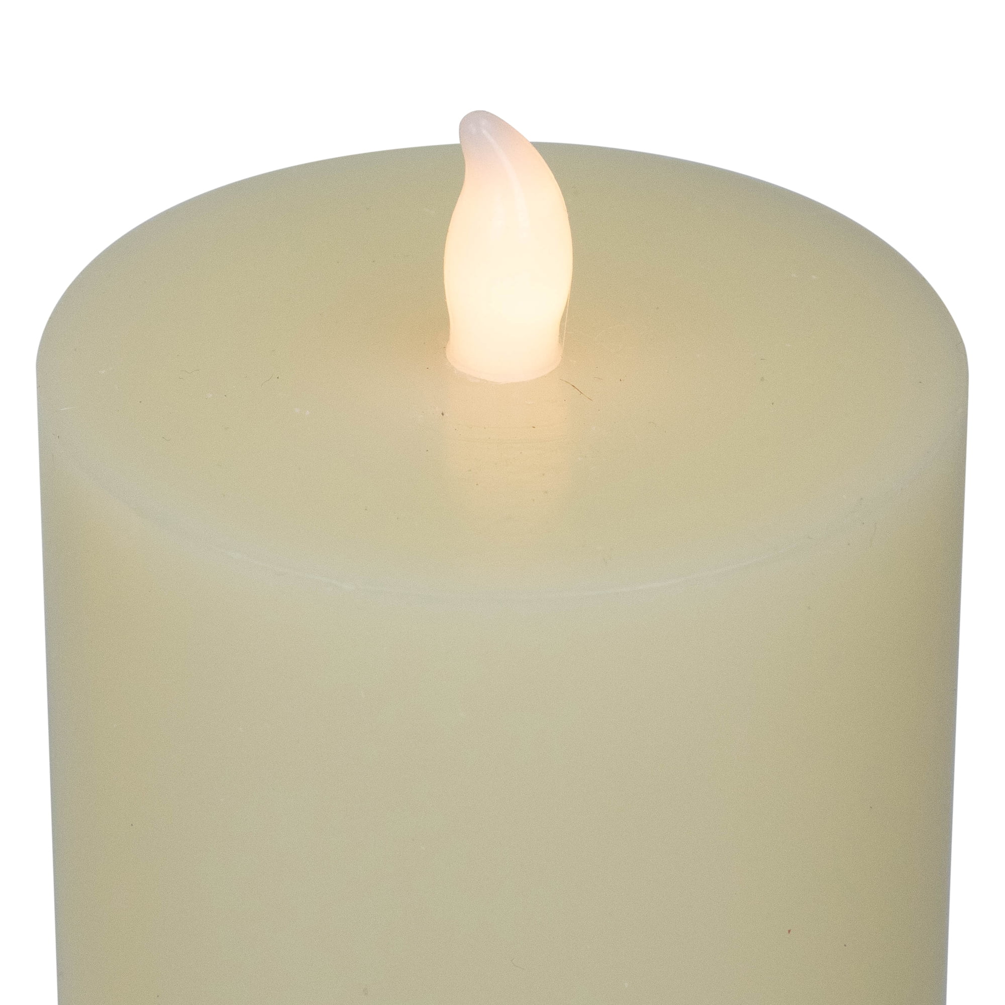Set of 3 Flameless Ivory Flickering LED Christmas Wax Pillar Candles 8"