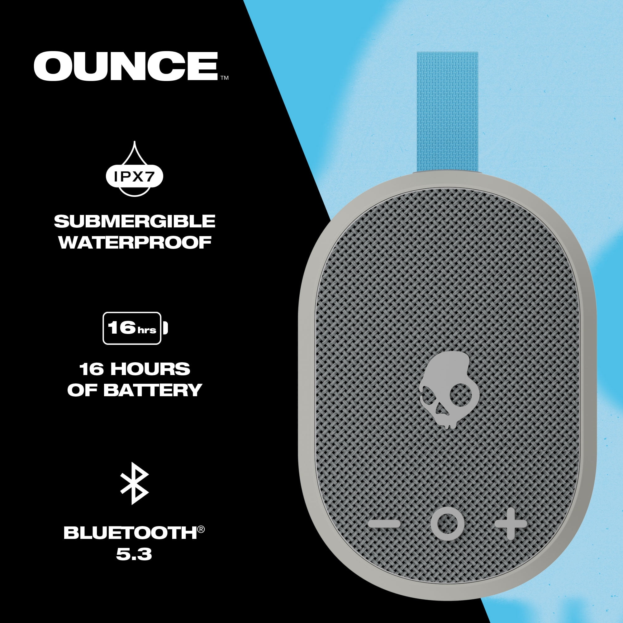 Skullcandy Ounce XT Small Portable Wireless Speaker, Light Gray  (图2)