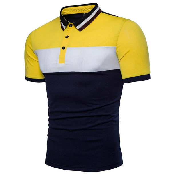 Gibobby Polo Casual para Hombre Playeras Tipo Polo para Hombre Casuales Moda Camiseta Manga Corta(Amarillo,M)
