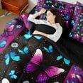 thumbnail image 4 of Castle Fairy Female Men Women Gradient Butterflies Bedding Comforter Set 7pcs,Chic Floral Flowers Queen Bedding Sets Super Cozy,Abstract Ombre Queen Sheet Sets,Luxury Bedroom Decor,Reversible, 4 of 8